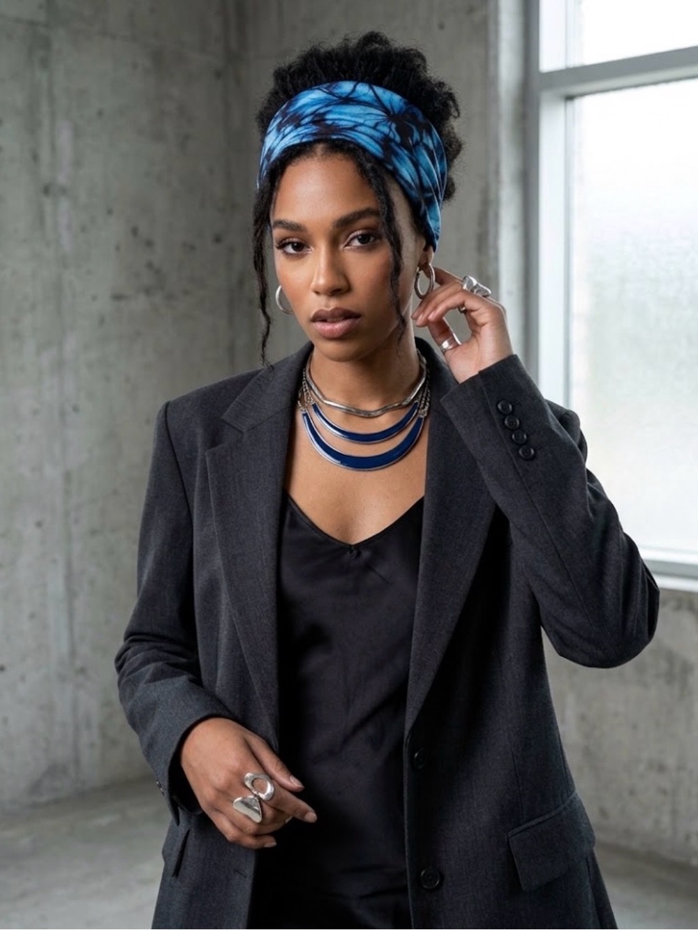 Blue Butterfly Wing Print Multi-Way Headband – Vibrant Y2K Hair Wrap & Gaiter